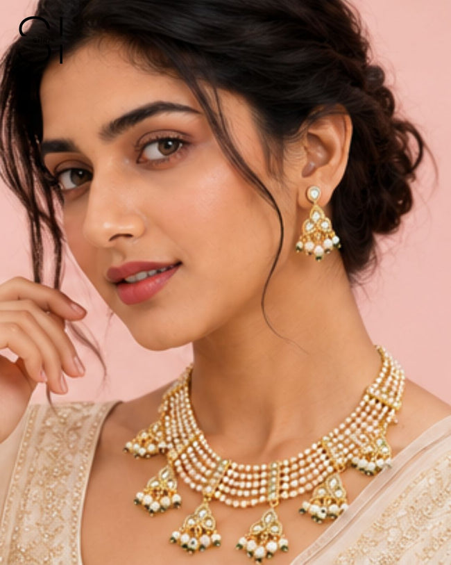 Rajnandini Pearl Kundan Choker Set | 18K Gold Plated Bridal & Festive Jewellery Main Image