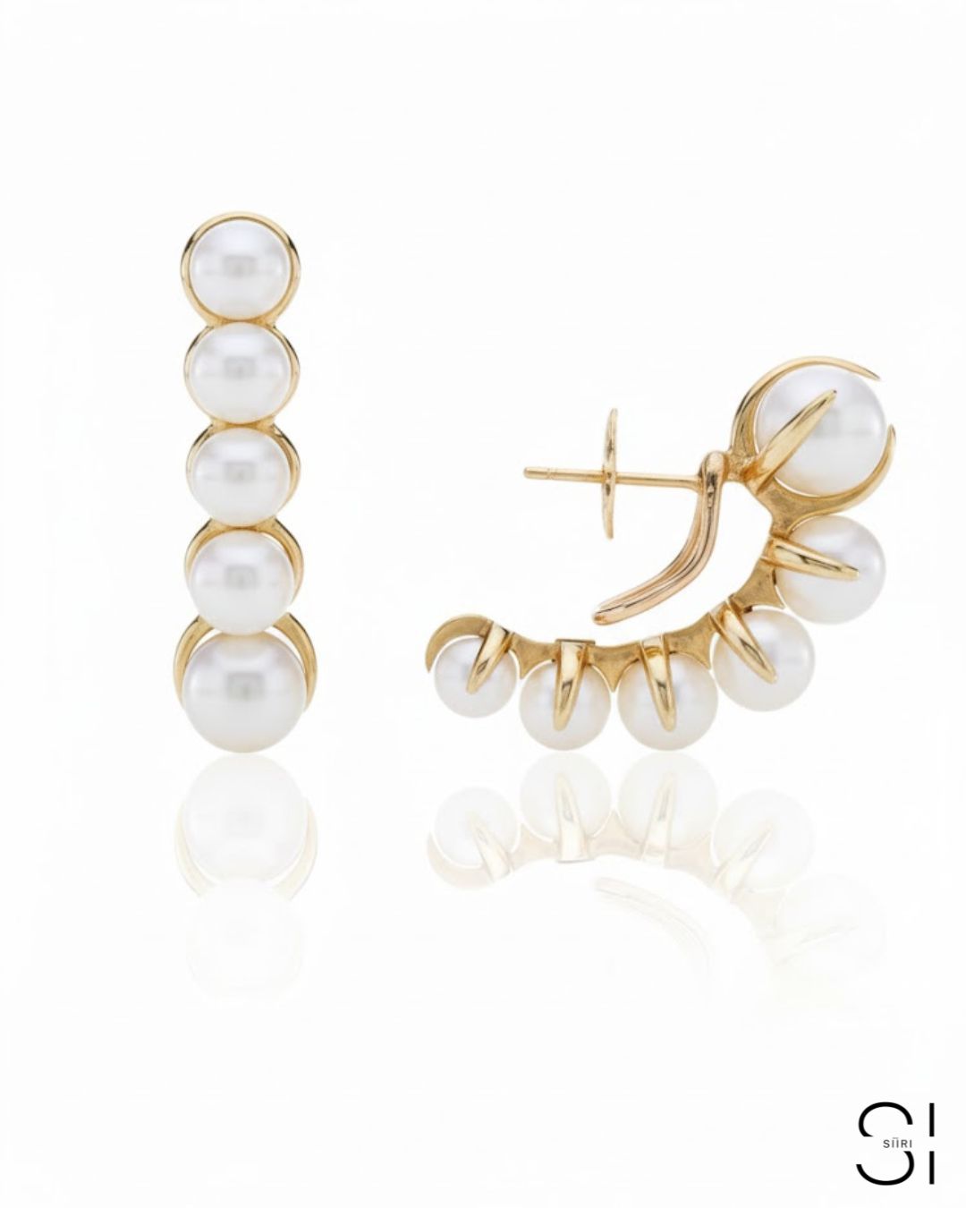 Gold and pearl earrings in 925 silver