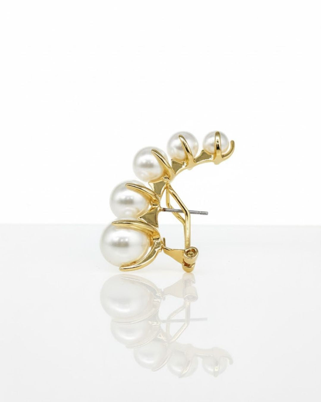 Gold plated earring with pearls in 925 silver