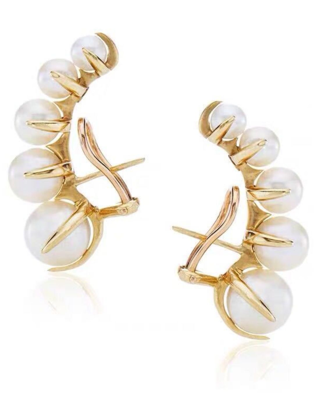 Gold plated earrings with pearl-like beads in 925 silver