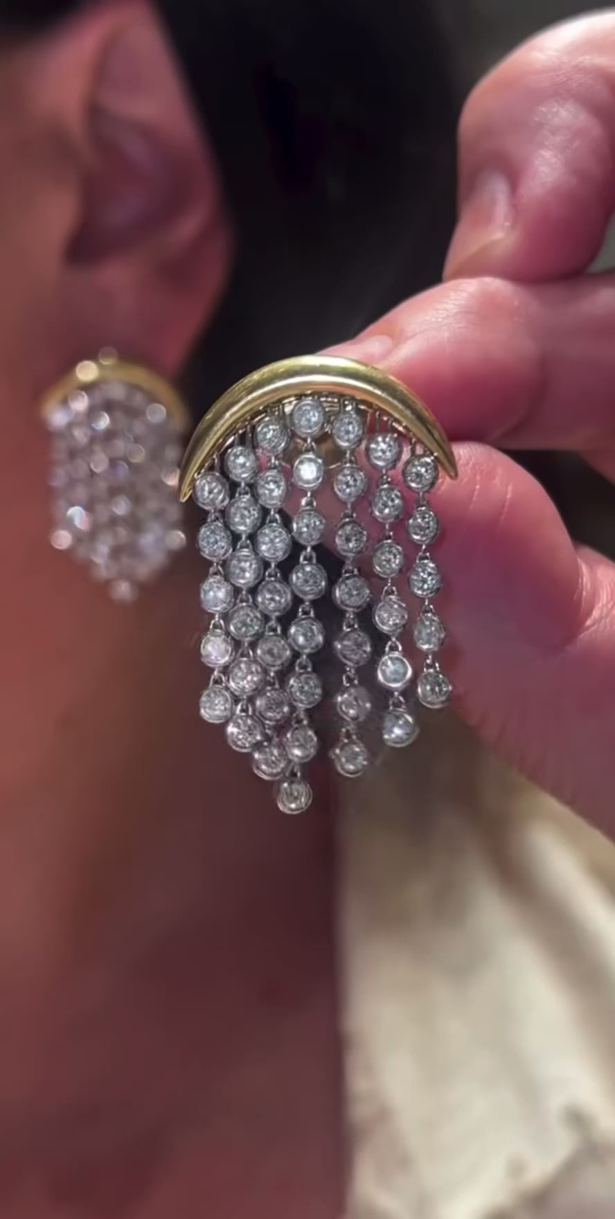 White Aura Chandelier Earrings in white stone variant with elegant CZ statement detailing