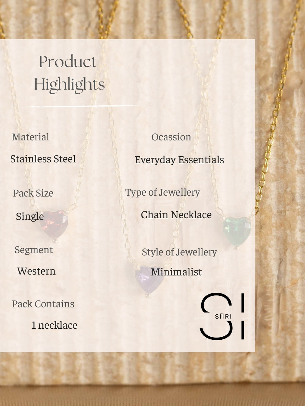 Birthstone Heart shaped Pendant Necklace