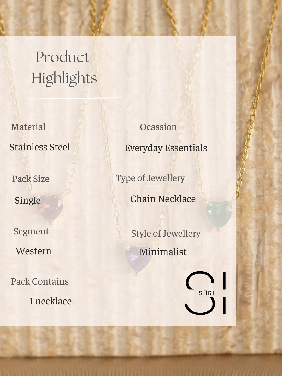 Birthstone Heart shaped Pendant Necklace