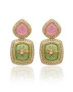 Detailed view of Rang Mahal 18K gold plated Kundan bridal statement jewelry set