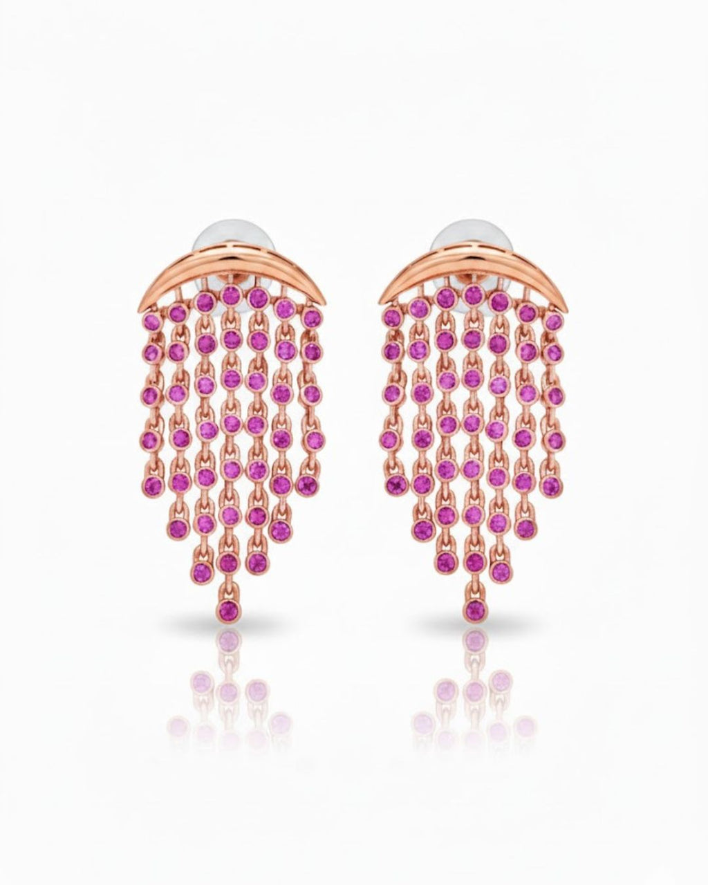 red Aura Chandelier Earrings in white stone variant with elegant CZ statement detailing