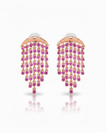 red Aura Chandelier Earrings in white stone variant with elegant CZ statement detailing