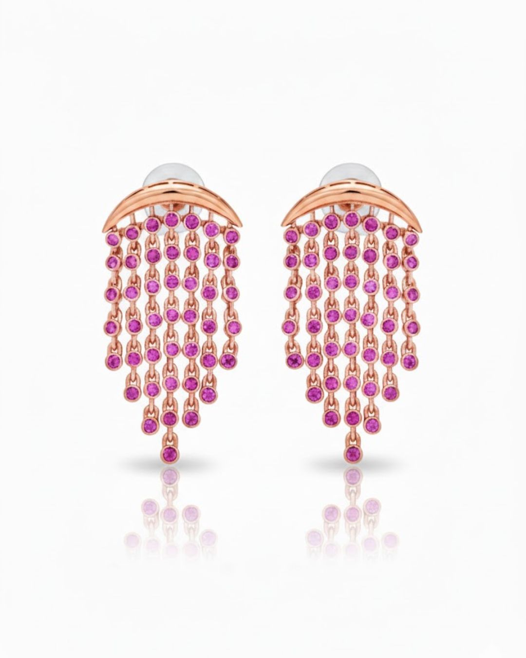 red Aura Chandelier Earrings in white stone variant with elegant CZ statement detailing