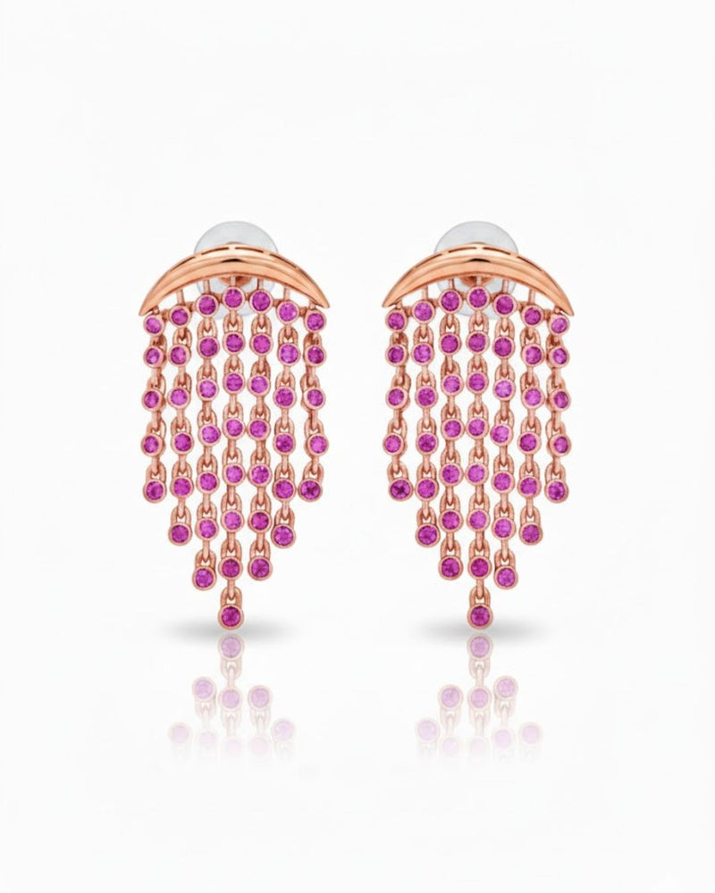 red Aura Chandelier Earrings in white stone variant with elegant CZ statement detailing