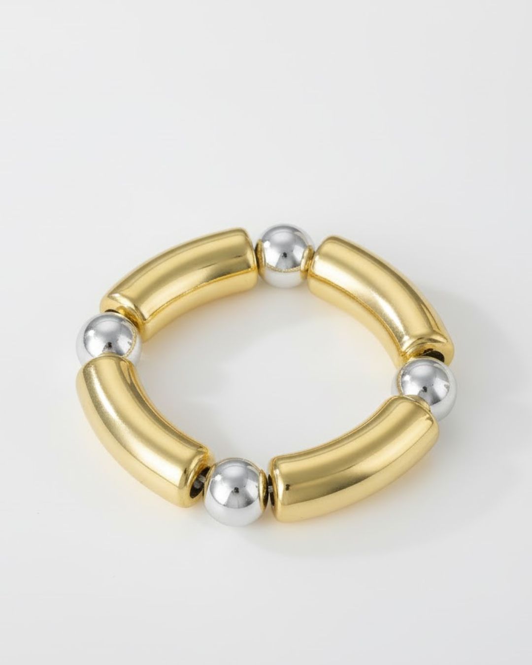 Premium Dual Tone Beaded Bracelet in Gold Ball with Silver Beads and Silver Ball with Gold Beads variants with 18K gold plated anti-tarnish finish and premium waterproof pouch packaging included