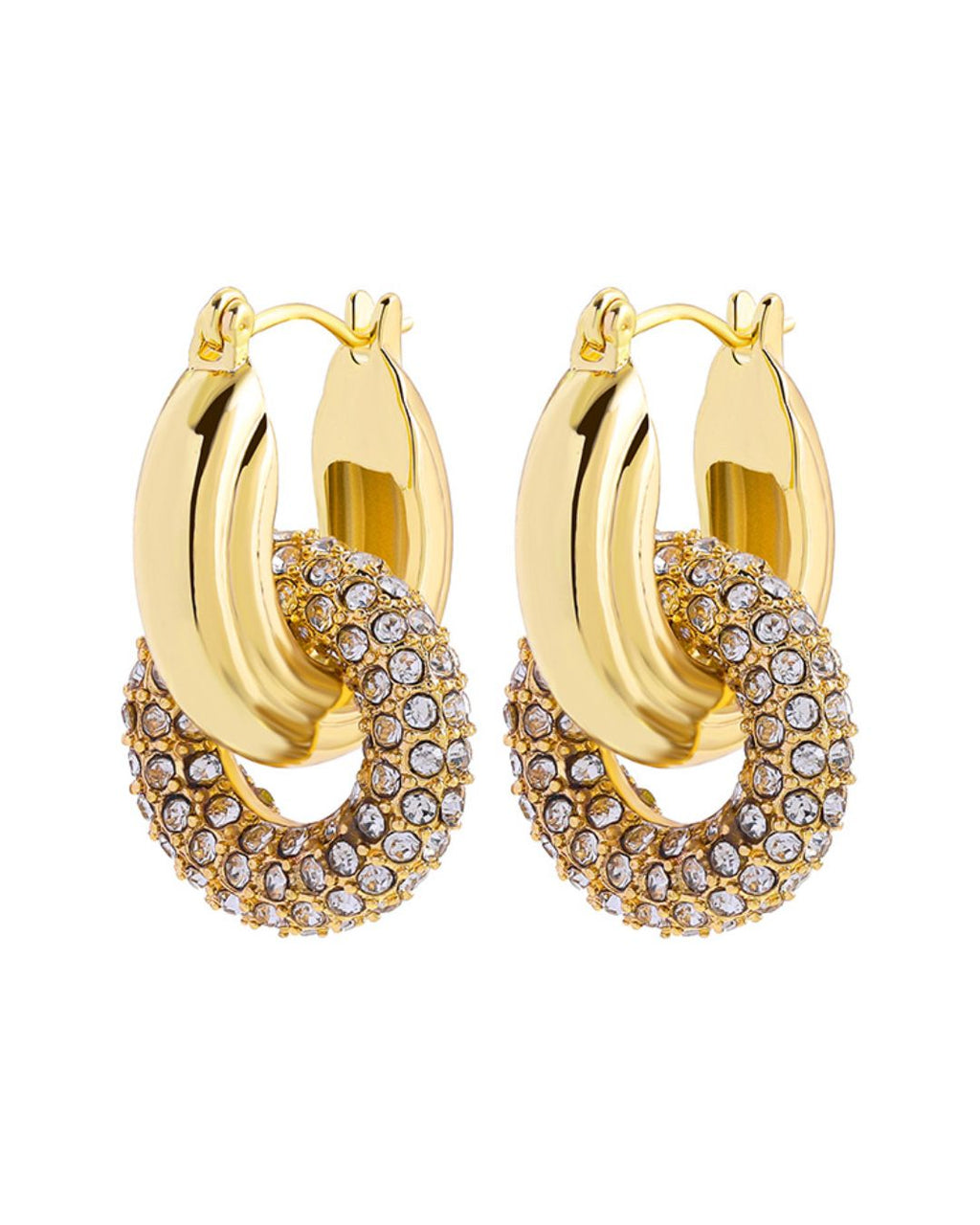 Detailed view of Halo Glow Hoops with sparkling rhinestone embellishments