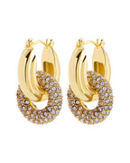 Detailed view of Halo Glow Hoops with sparkling rhinestone embellishments