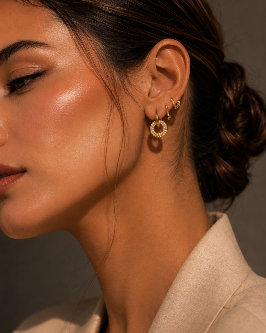 Halo Glow Hoops worn for festive and cocktail styling inspiration