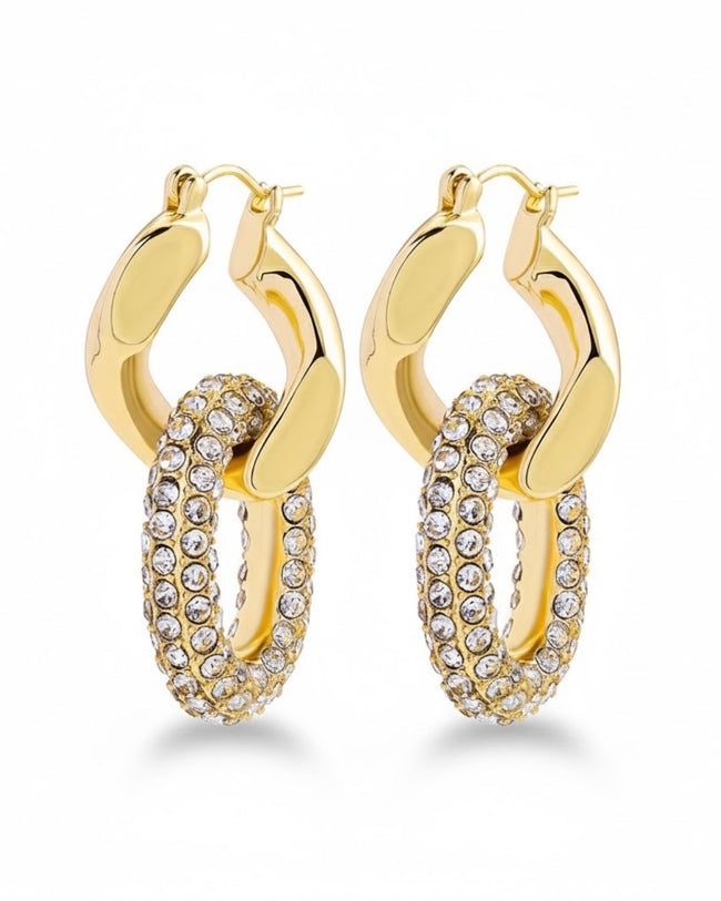 Halo Glow Hoops | 18K Gold Plated Anti-Tarnish Rhinestone Statement Earrings Main Image