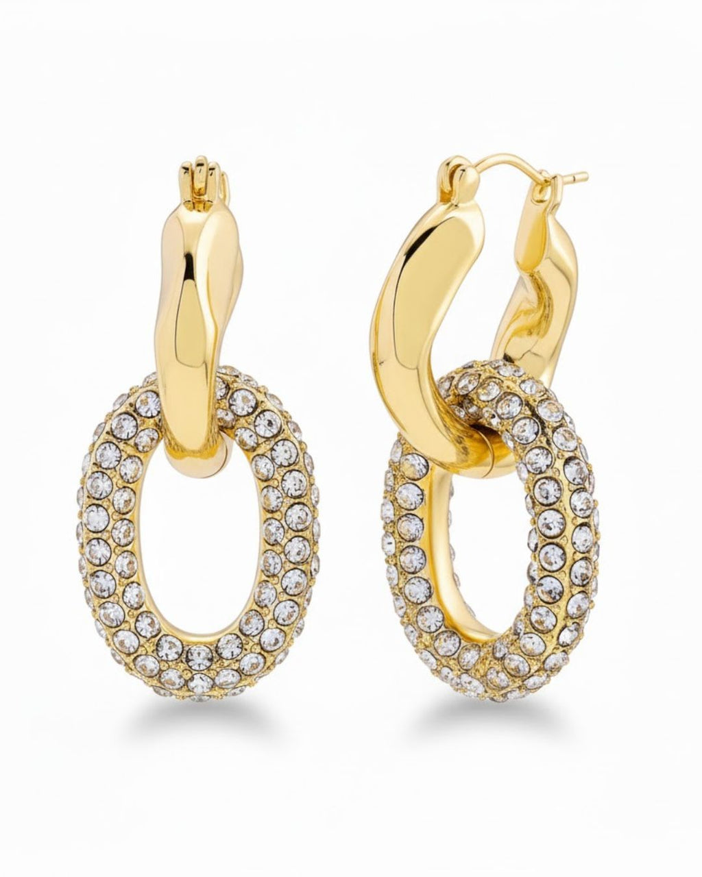 Halo Glow Hoops Round Dangler variant with sparkling rhinestone detailing