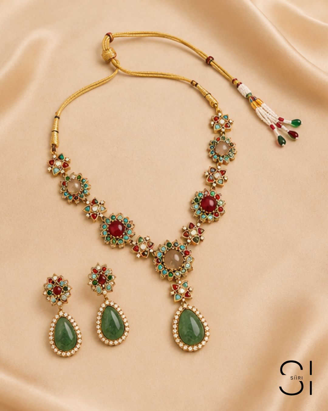 Traditional statement jewellery set with intricate floral craftsmanship