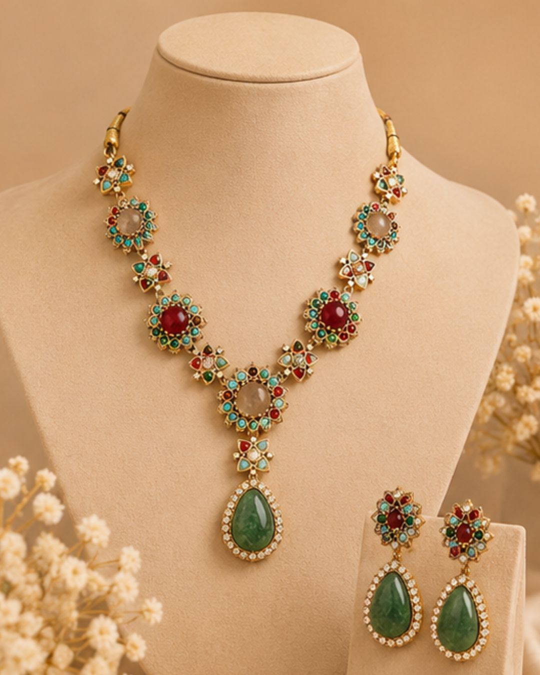 heritage pendant necklace set with coordinating earrings