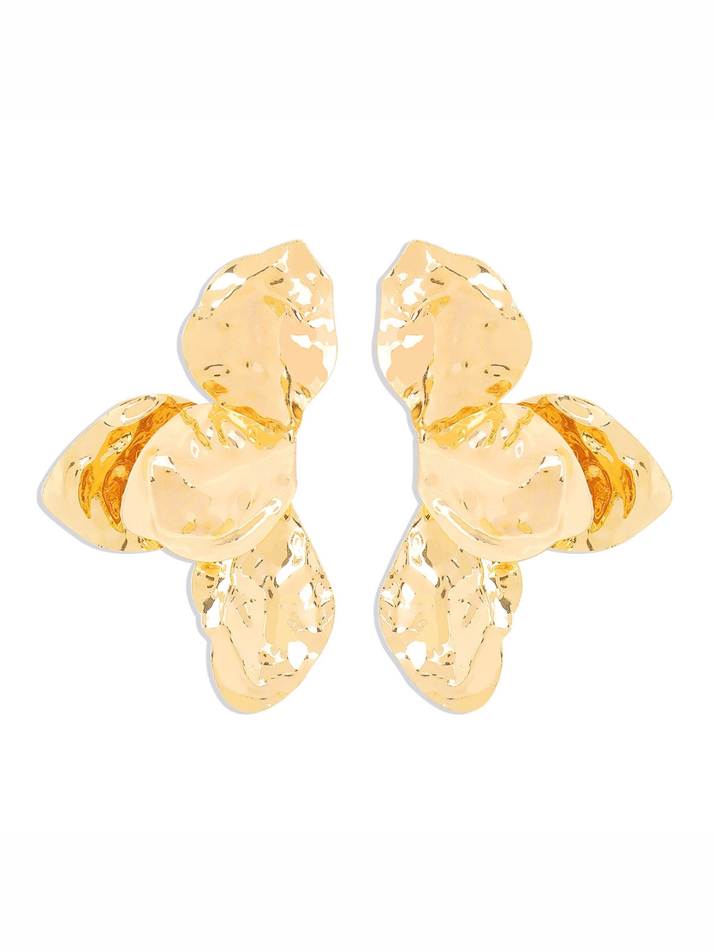 Close-up of Hammered Floral Statement Earrings featuring hammered texture and floral design
