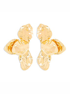 Close-up of Hammered Floral Statement Earrings featuring hammered texture and floral design