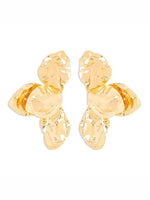 Close-up of Hammered Floral Statement Earrings featuring hammered texture and floral design