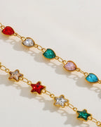 Gold chain bracelet with colorful gemstones bracelets