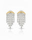 White Aura Chandelier Earrings with cubic zirconia detailing and gold plated party wear design