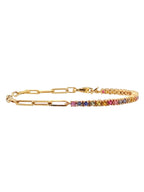 Sterling Silver Cubic Zirconia Tennis Bracelet | 18K Gold Plated Adjustable 925 Silver Bracelet