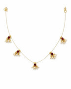 Noor Reversible Red and Green Pearl Charm Wire Necklace with 18K gold plated festive design and premium waterproof pouch packaging included