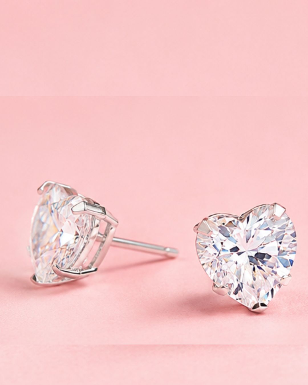 heart shaped diamond look earrings for woman