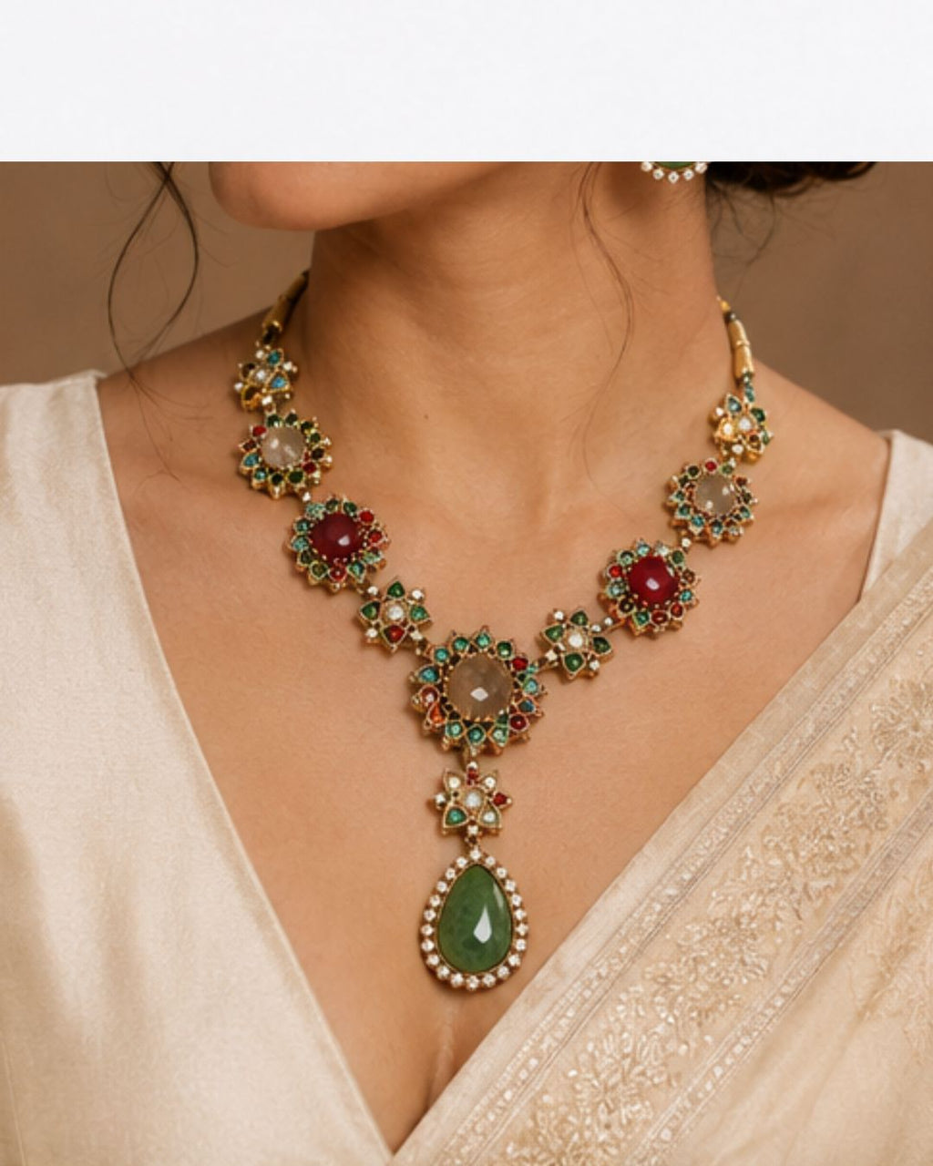 Antique finish necklace set designed for weddings and festive occasions